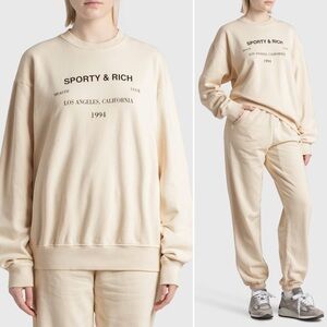 NWOT Sporty & Rich Los Angeles LA Health Club Crewneck Sweatshirt Size M